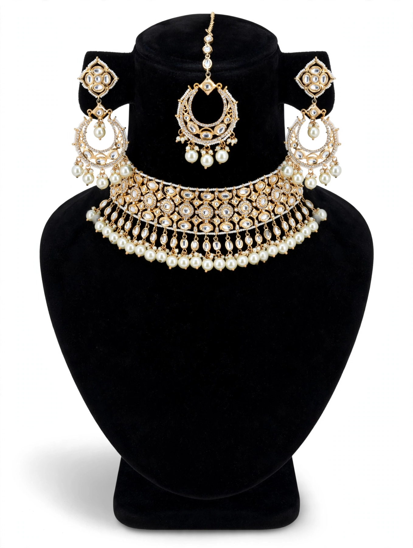 Noor - Royal Kundan Choker Set with Maang Tikka and Chandbali Earrings