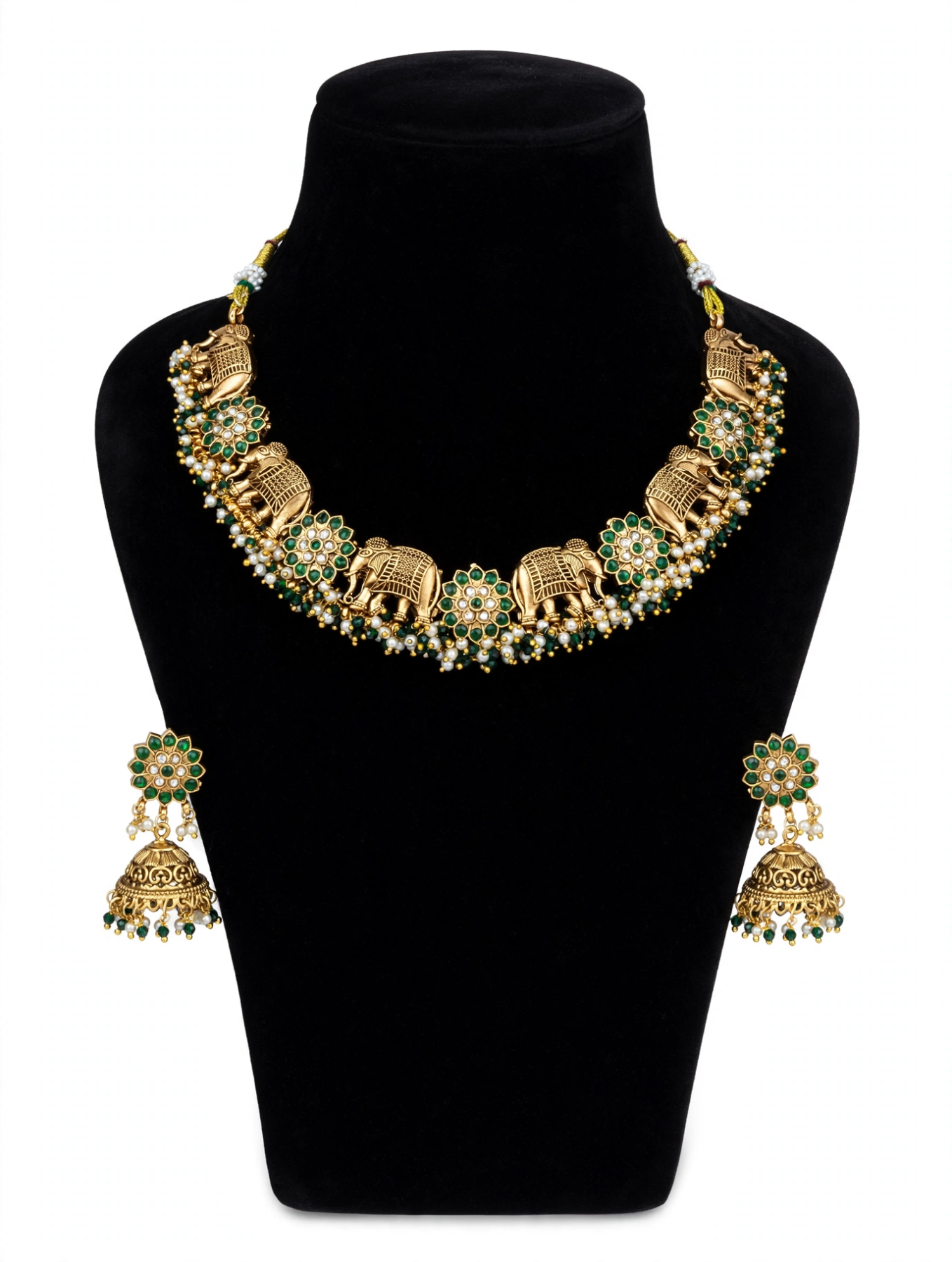 Royal Elephant Temple Choker Necklace Set