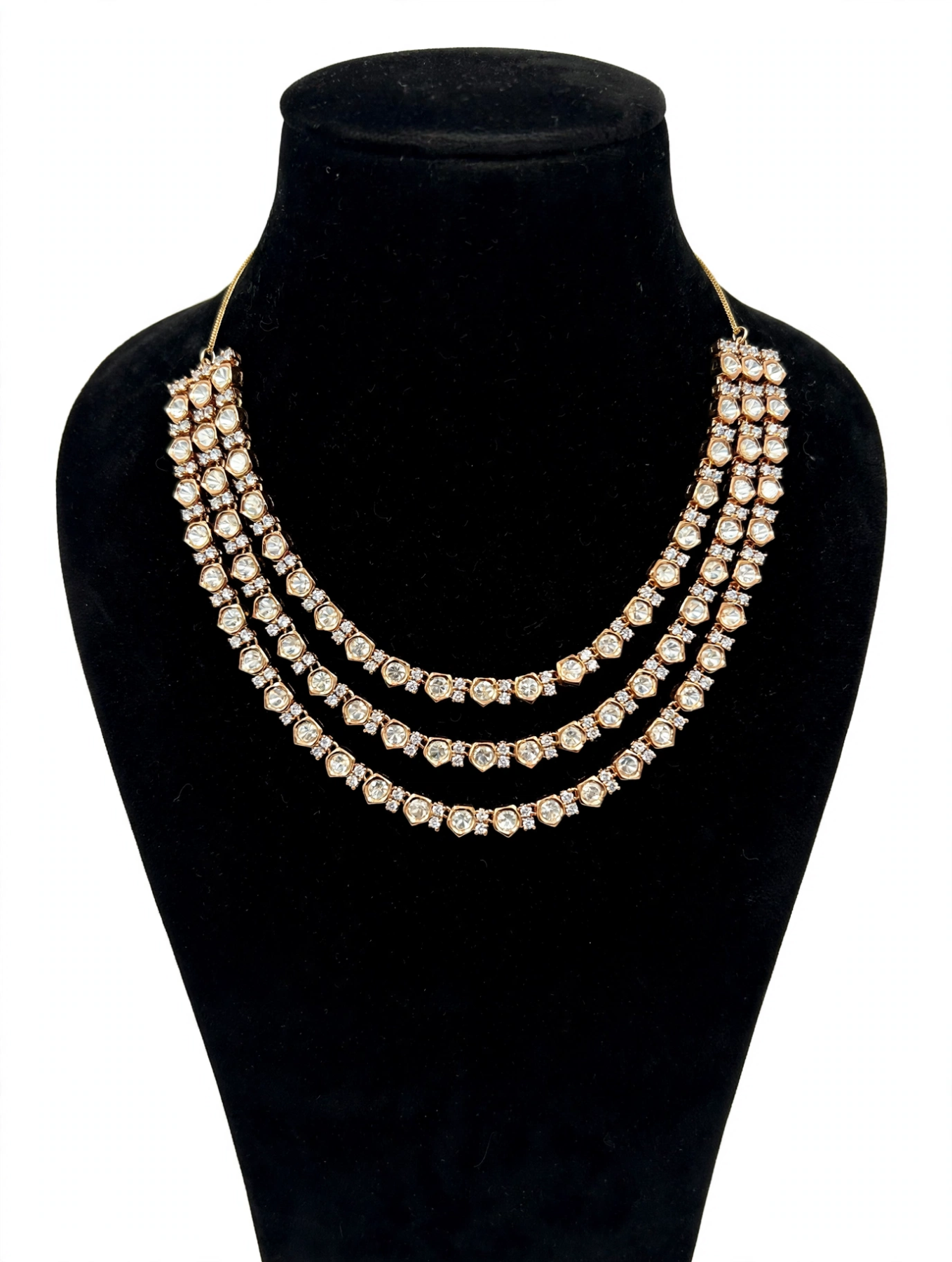 Triple Layer Polki Diamond Choker Set