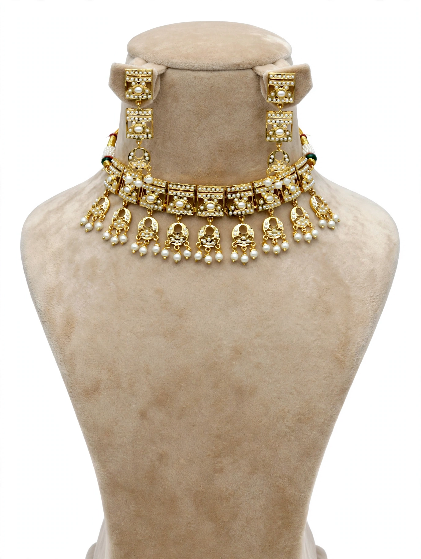 Moti Mahal Jadau Choker Set - Antique Pearl Choker